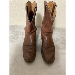 Cowboy Boots Justin Brown Leather Pull On Roper Womens Sz 6.5 B Style L3802 USA